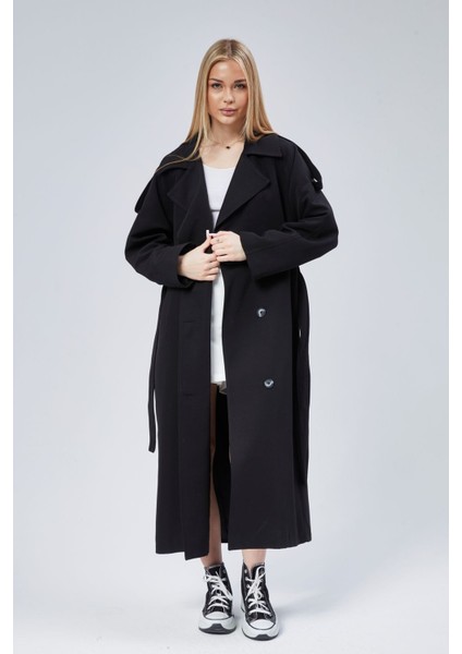 Kadın Oversize Astarlı Uzun Trençkot