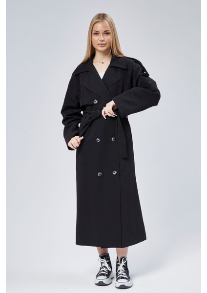 Kadın Oversize Astarlı Uzun Trençkot