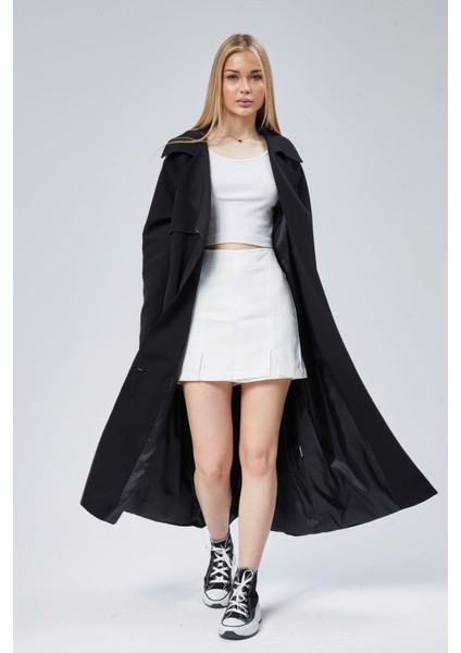 Kadın Oversize Astarlı Uzun Trençkot