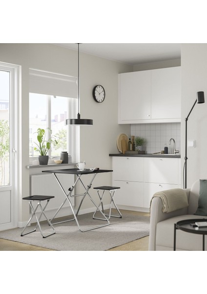 Mutfak Masası Takımı, Siyah, 2 Tabureli, Katlanabilir fiyatları