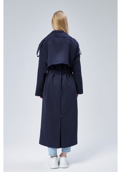 Kadın Oversize Astarlı Uzun Trençkot