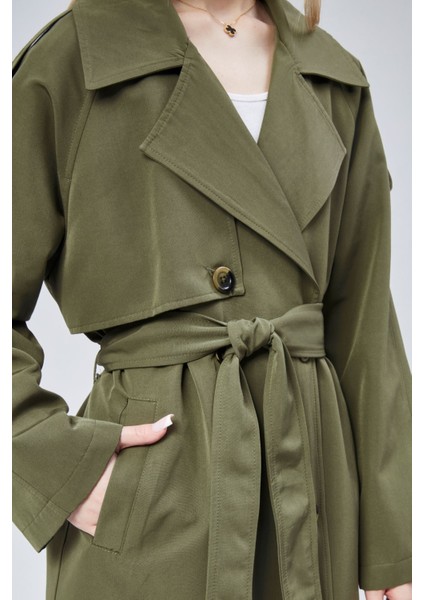 Kadın Oversize Astarlı Uzun Trençkot