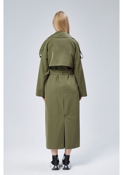 Kadın Oversize Astarlı Uzun Trençkot