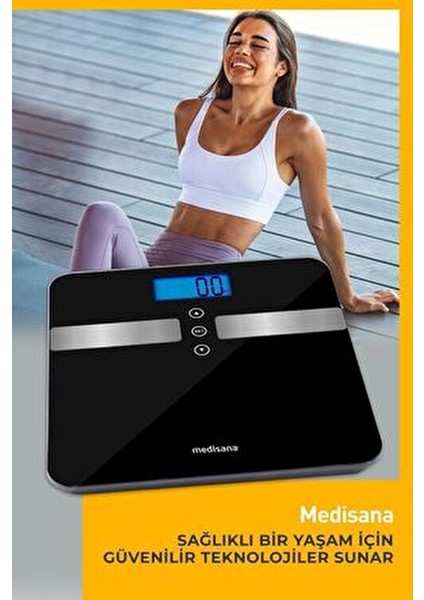 Vücut Analizli Baskül Siyah Cam LCD Ekran ile Yağ Ölçer Fonksiyonu