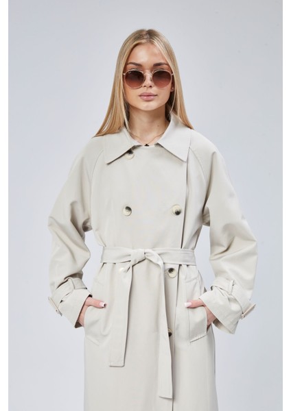 Kadın Oversize Kuşaklı Trençkot