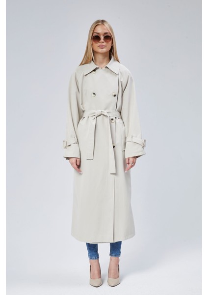 Kadın Oversize Kuşaklı Trençkot
