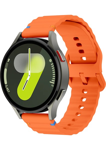 Samsung Galaxy Watch 7 Fe 40 mm Ile Uyumlu Dalgalı Dikiş Detaylı Silikon Saat Kordonu