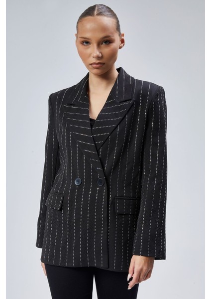Kadın Taş Işlemeli Regular Vatkalı Blazer Ceket