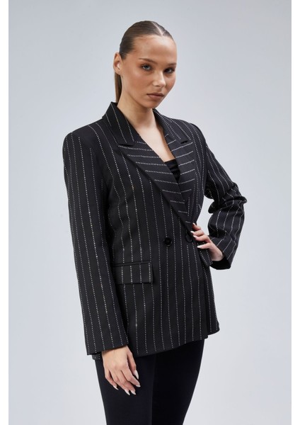 Kadın Taş Işlemeli Regular Vatkalı Blazer Ceket