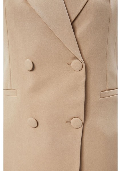 Kadın Uzun Kruvaze Dokuma Yelek