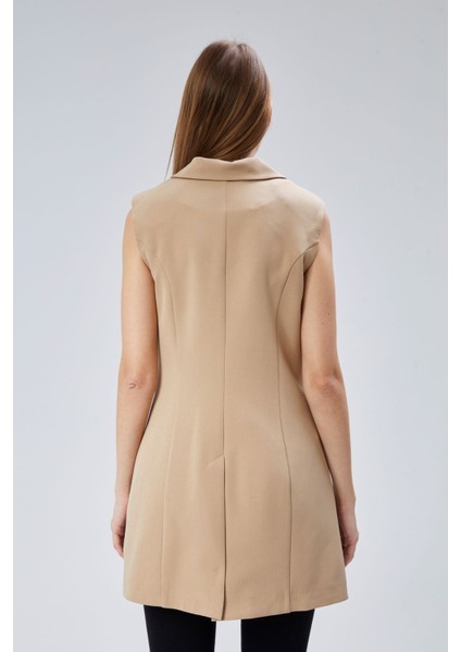 Kadın Uzun Kruvaze Dokuma Yelek