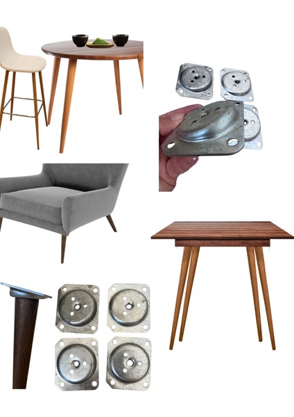 Hamadex 47 cm Açık Meşe Torna Ahşap Sehpa Ayağı 4’lü Set | Mobilya Ayağı + Metal Bağlantı Aparatları fiyatları
