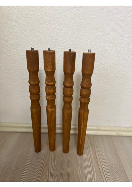 Hamadex 47 cm Açık Meşe Torna Ahşap Sehpa Ayağı 4’lü Set | Mobilya Ayağı + Metal Bağlantı Aparatları fırsatları