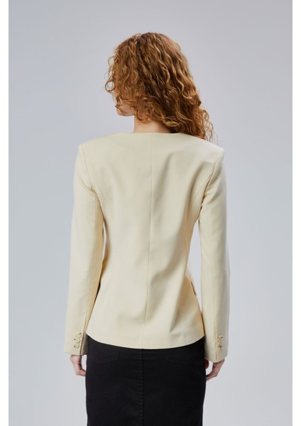 Kadın Regular Kare Yaka Dokuma Ceket