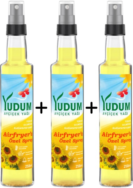 3'lü Sprey Ayçiçek Yağı 250 ml – Airfryer’a Uygun Yağ Şişesinde