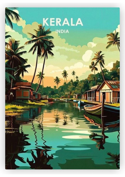 Kerala India Hindistan Ahşap Poster 20X29 cm