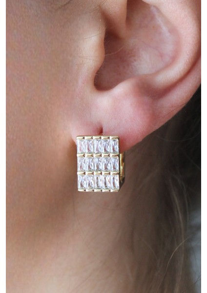 Vıp Çelik Zirkon Baget Taş Işleme Küp Küpe