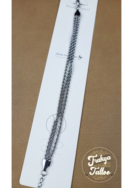 3 Sıralı Gümüş Renk Zincir Bileklik fiyatları