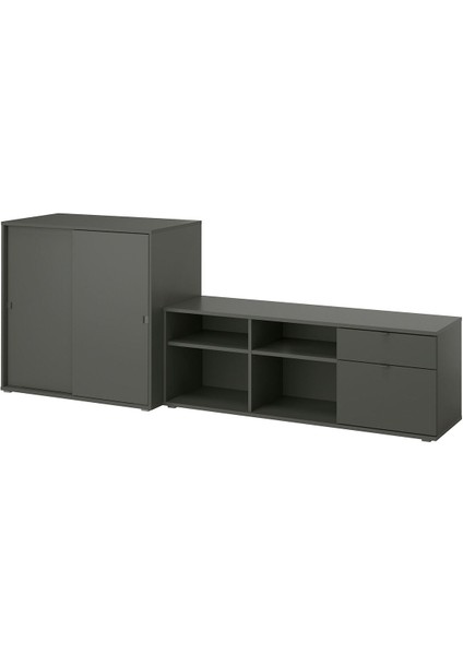 Tv Ünitesi, Koyu Gri, 242X37X90 cm