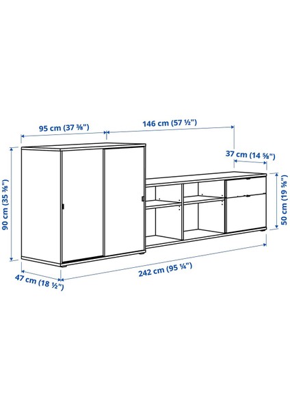 Tv Ünitesi, Koyu Gri, 242X37X90 cm modelleri