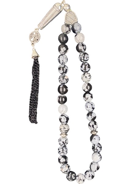 Karlı Obsidyen Tesbih