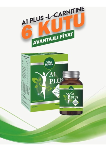 A1 Plus L-Carnitine Lepidium - Bitkisel 30 Kapsül 6 Adet