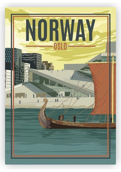 Norway Oslo Norveç Oslo Viking Gemisi Ahşap Poster 20x29 cm