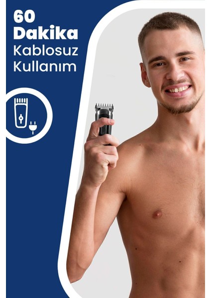 Çok Fonksiyonlu Erkek Bakım Seti, Hızlı Şarj, Kablolu ve Kablosuz, Paslanmaz Çelik, Siyah fırsatları