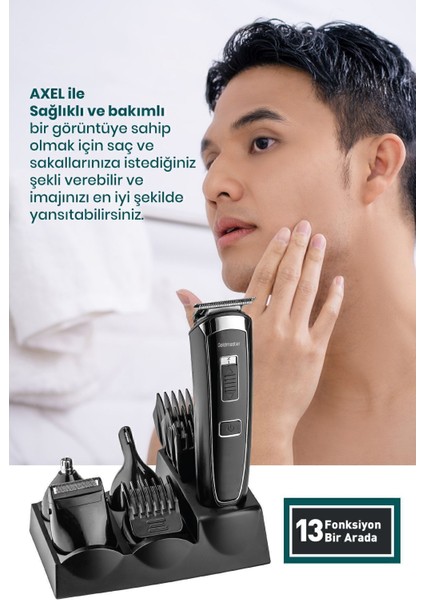 Çok Fonksiyonlu Erkek Bakım Seti, Hızlı Şarj, Kablolu ve Kablosuz, Paslanmaz Çelik, Siyah indirimleri