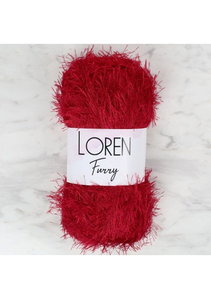 Loren Furry Koyu Kırmızı El Örgü Ipi - RF024 - 34052