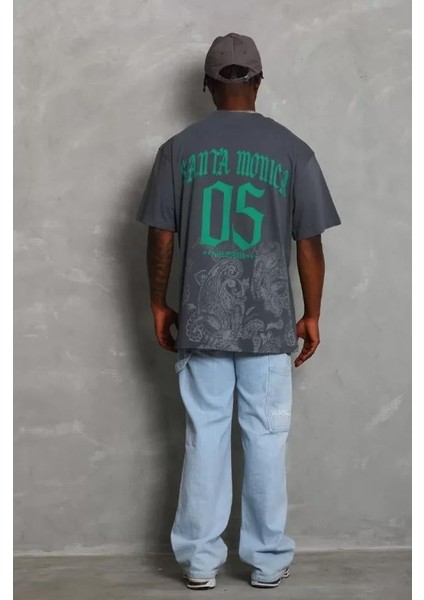 Unisex Oversize Baskılı Bisiklet Yaka T-Shirt - Beyaz indirimleri