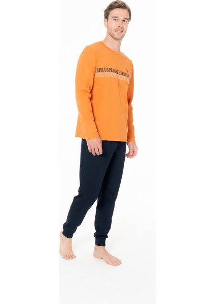 18953 Erkek Turuncu Yuvarlak Yaka Uzun Kollu Pijama Takımı modelleri