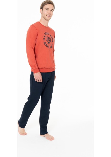 18940 Erkek Kıremıt Yuvarlak Yaka Uzun Kollu Pijama Takımı fiyatları