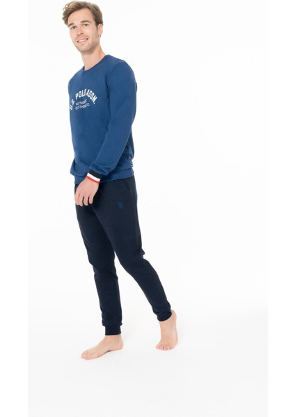 18943 Erkek Lacıvert Yuvarlak Yaka Uzun Kollu Pijama Takımı modelleri
