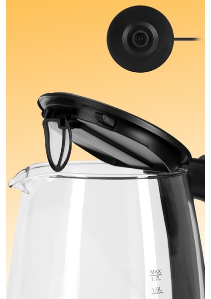 1.7 Lt Işıklı Cam Kettle, Şık ve Pratik Su Isıtıcı fırsatları