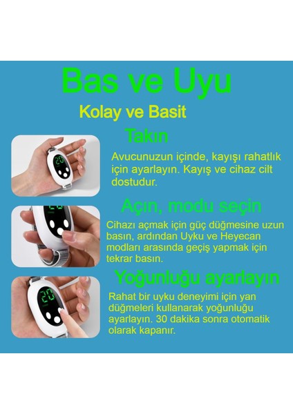 Avuç içi Elektrikli Uyku Masaj Cihazı 20 Seviye 2 Modlu Derin Rahatlama Hızlı Uyku Çözümü