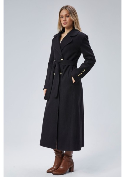 Kadın Kol Düğme Detaylı Regular Astarlı Kaban