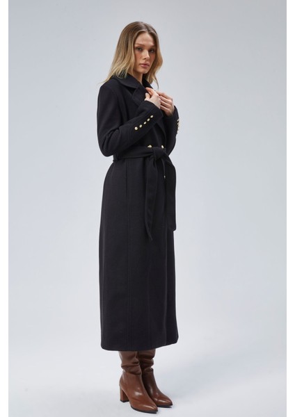 Kadın Kol Düğme Detaylı Regular Astarlı Kaban