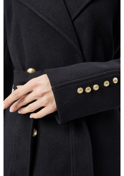 Kadın Kol Düğme Detaylı Regular Astarlı Kaban