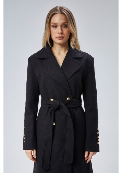 Kadın Kol Düğme Detaylı Regular Astarlı Kaban