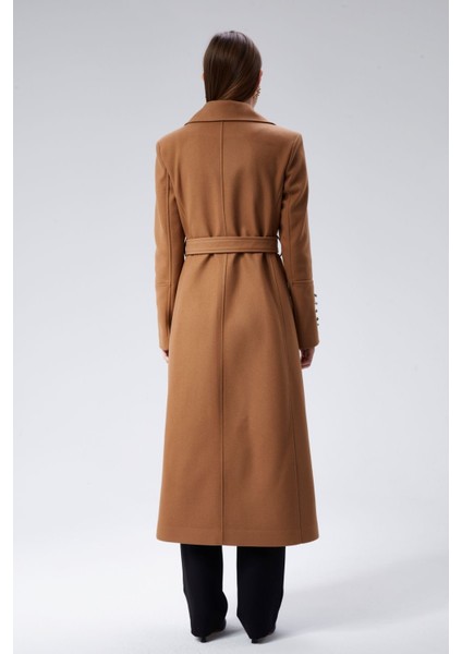 Kadın Kol Düğme Detaylı Regular Astarlı Kaban