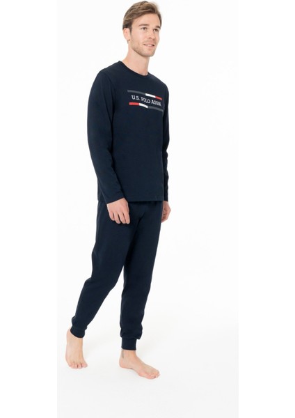 18951 Erkek Lacıvert Yuvarlak Yaka Uzun Kollu Pijama Takımı modelleri