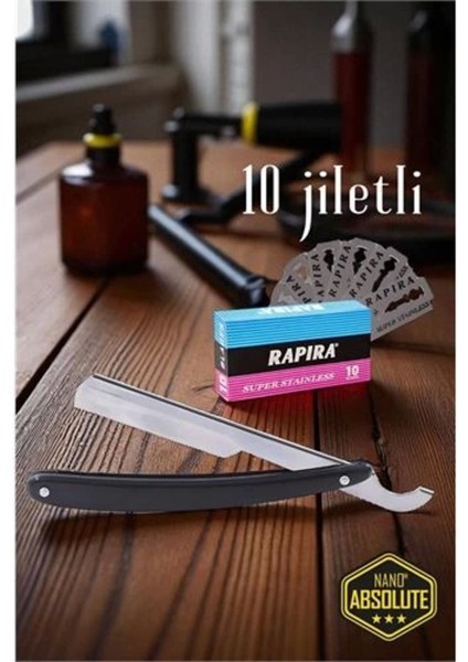 Çok Renkli Jiletli Berber Usturası, 10 Parça Türk Tipi Tıraş Aleti