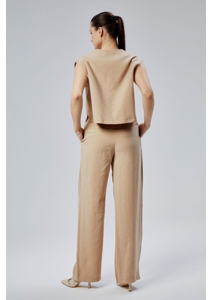 Kadın Taş Rahat Kesim Dokuma Pantolon