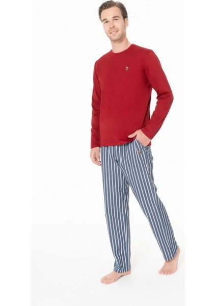 18977 Erkek Bordo Yuvarlak Yaka Uzun Kollu Pijama Takımı fiyatları