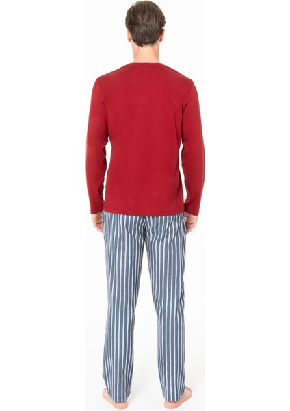 18977 Erkek Bordo Yuvarlak Yaka Uzun Kollu Pijama Takımı fırsatları
