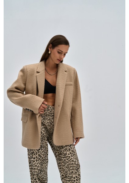 Enzo Taupe Blazer Ceket