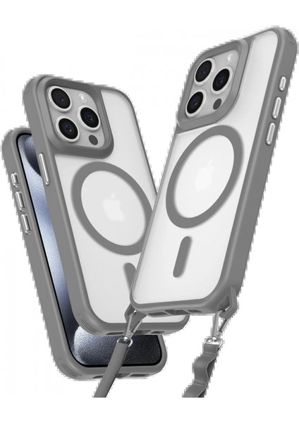 iPhone 14 Pro Max Kılıf Enka Magsafe Silikon Kılıf - Titan Gri