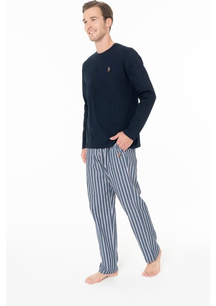 18977 Erkek Lacıvert Yuvarlak Yaka Uzun Kollu Pijama Takımı fiyatları