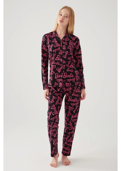 Barbie 1767-S Kadın Gömlek Yaka Pijama Takımı